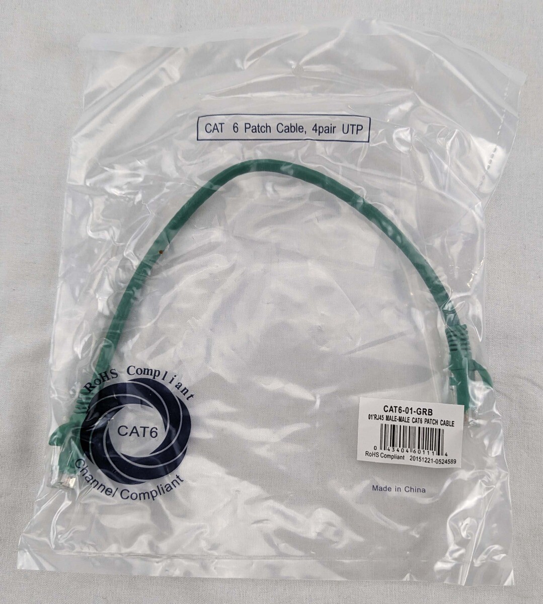CAT6 1ft RJ45 Male-Make Patch Cable Green 10 Pack