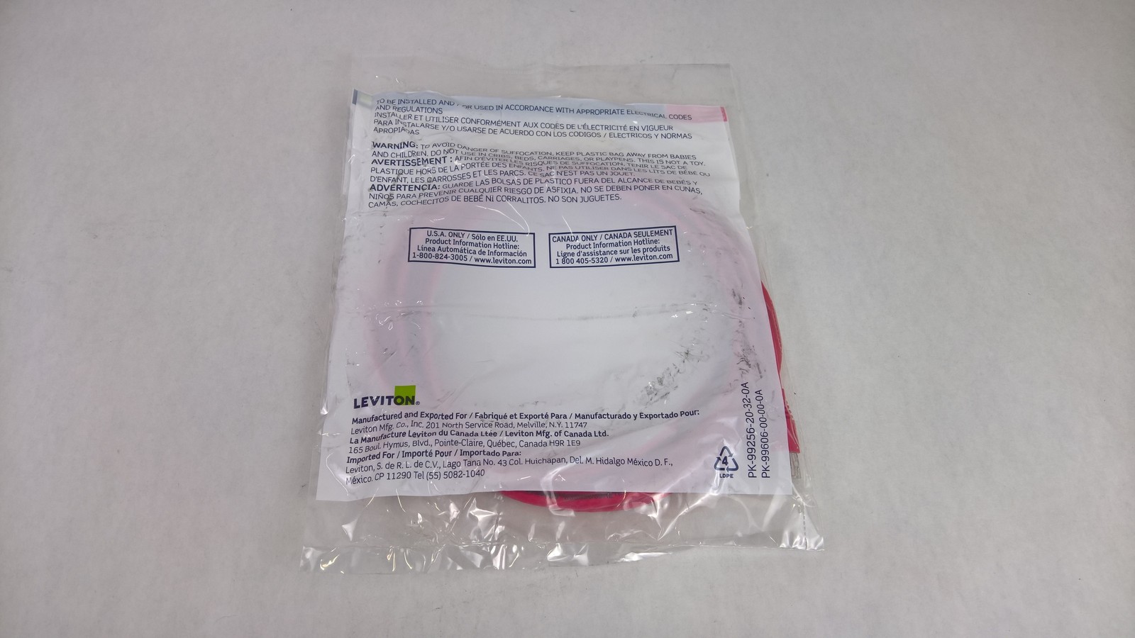 New Leviton EXtreme Standard Cat 6+ UTP Patch Cord, 15 FT, Red 62460-15R