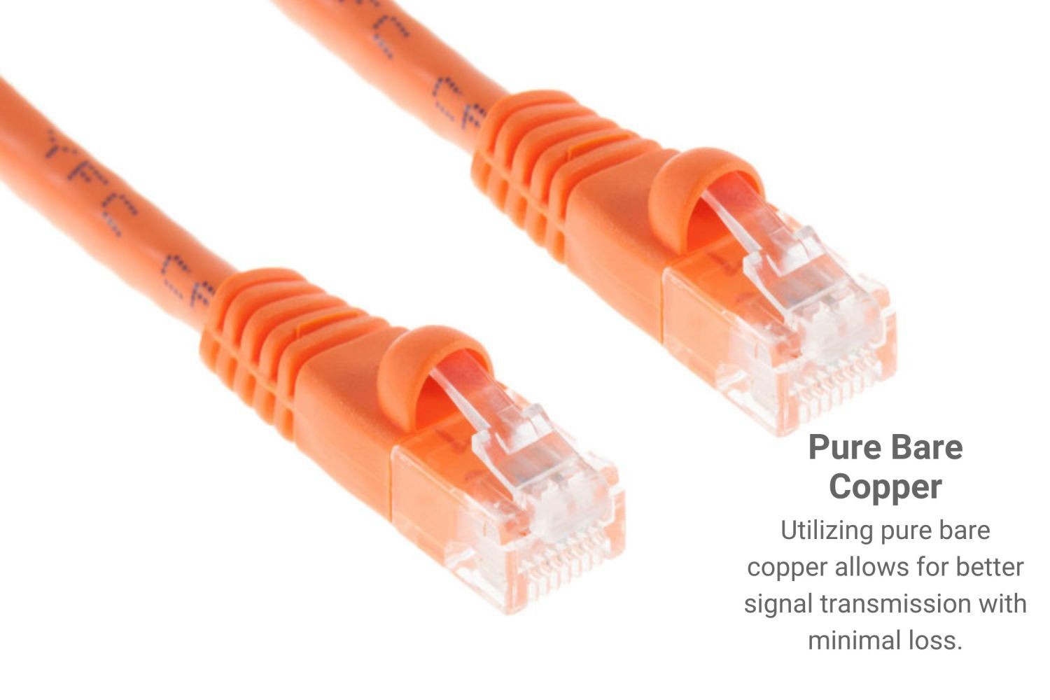 CAT6A Ethernet Patch Cable, Snagless, 1′, Orange – Lifetime Warranty