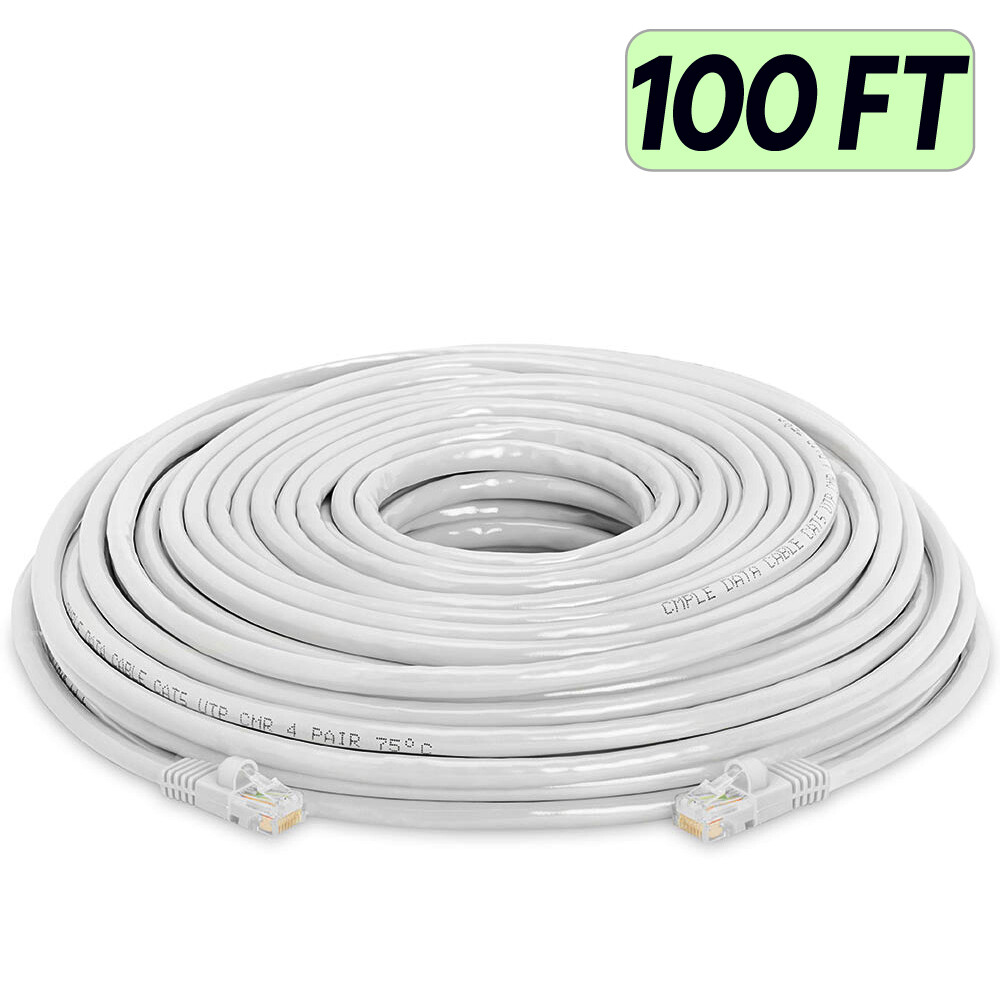 White Cat5e Patch Cord RJ45 Connector CAT5e Cable LAN Ethernet Internet Wire Lot