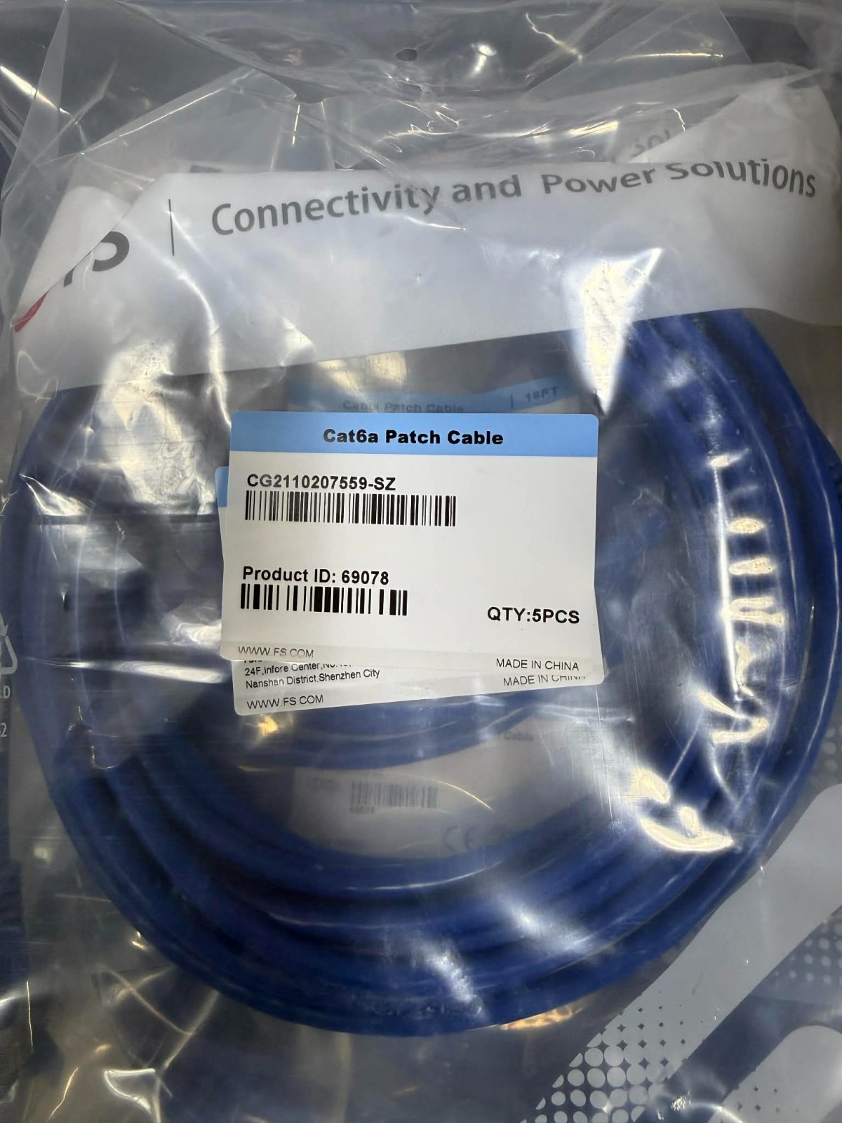 Lot 20 FS 16ft 5m Cat6a 26AWG Snagles Shield SFTP 10Gb PoE++ Network Patch Cable