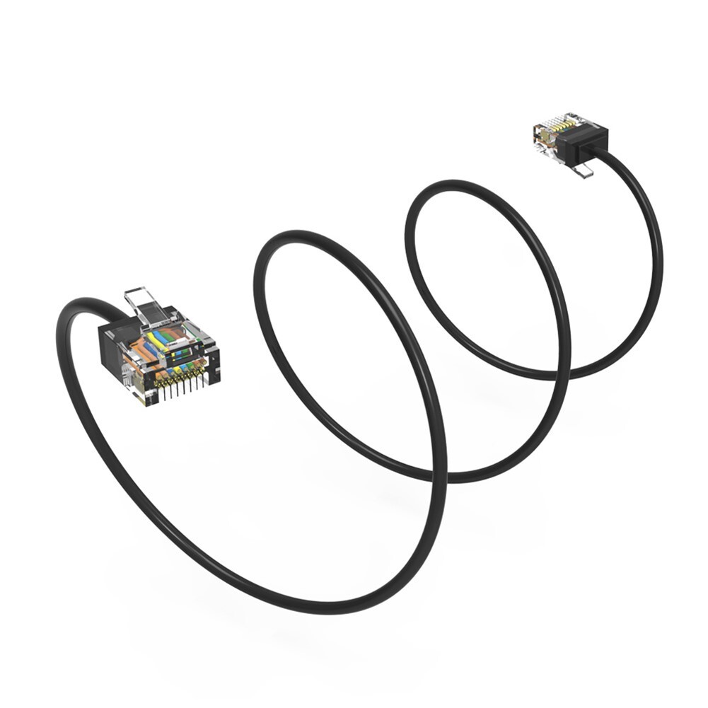 0.5FT Cat6A RJ45 Network LAN Ethernet UTP Patch Cable Super Slim 32AWG Black