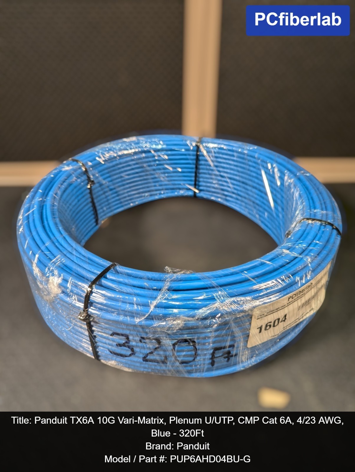 Panduit TX6A 10G Vari-Matrix, Plenum U/UTP, CMP Cat 6A, 4/23 AWG, Blue – 320Ft