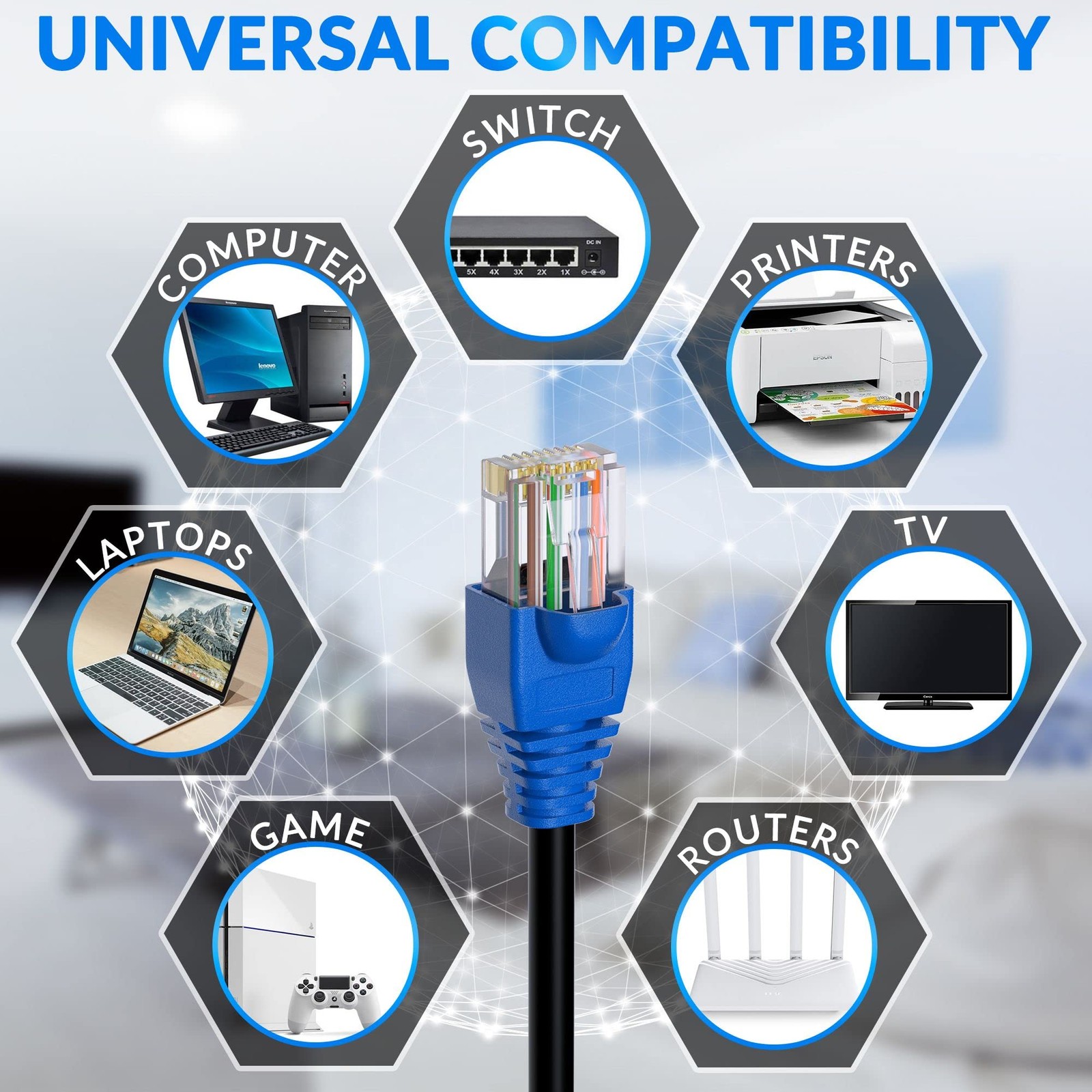 Cable Ethernet Para Exteriores Cat6 De 100 Pies, Cable De Internet Resistente…