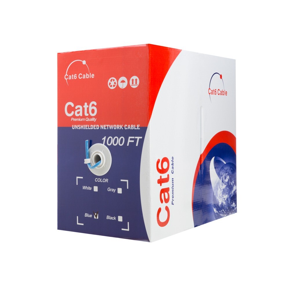 PLENUM 1000ft CAT5e CAT6 UTP CMP Bulk Ethernet Cable Solid Network Wire LAN CAT5