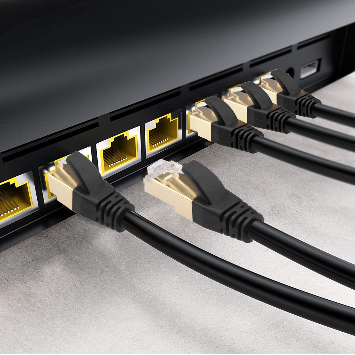 High Speed Cat 8 Ethernet Cable 40Gbps Gold Plated RJ45, Short 3 ft