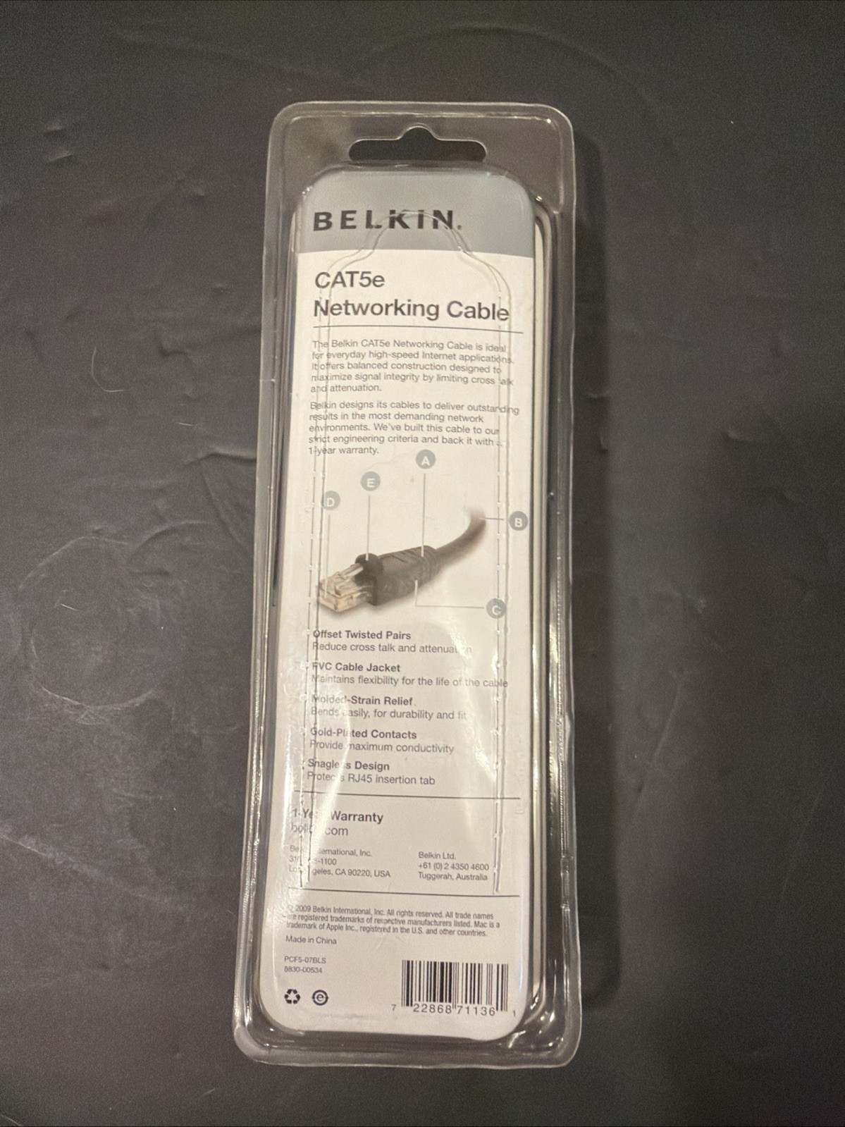 Belkin 7′ Rj45 Cat 5e Networking Cable Male to Male
