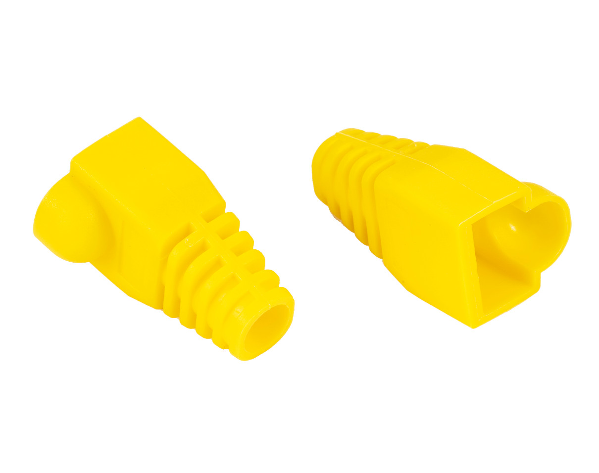 RJ45 Strain Relief Boot Yellow Cat5e/Cat6 End Cap Ethernet Cable Plug Cover LOT