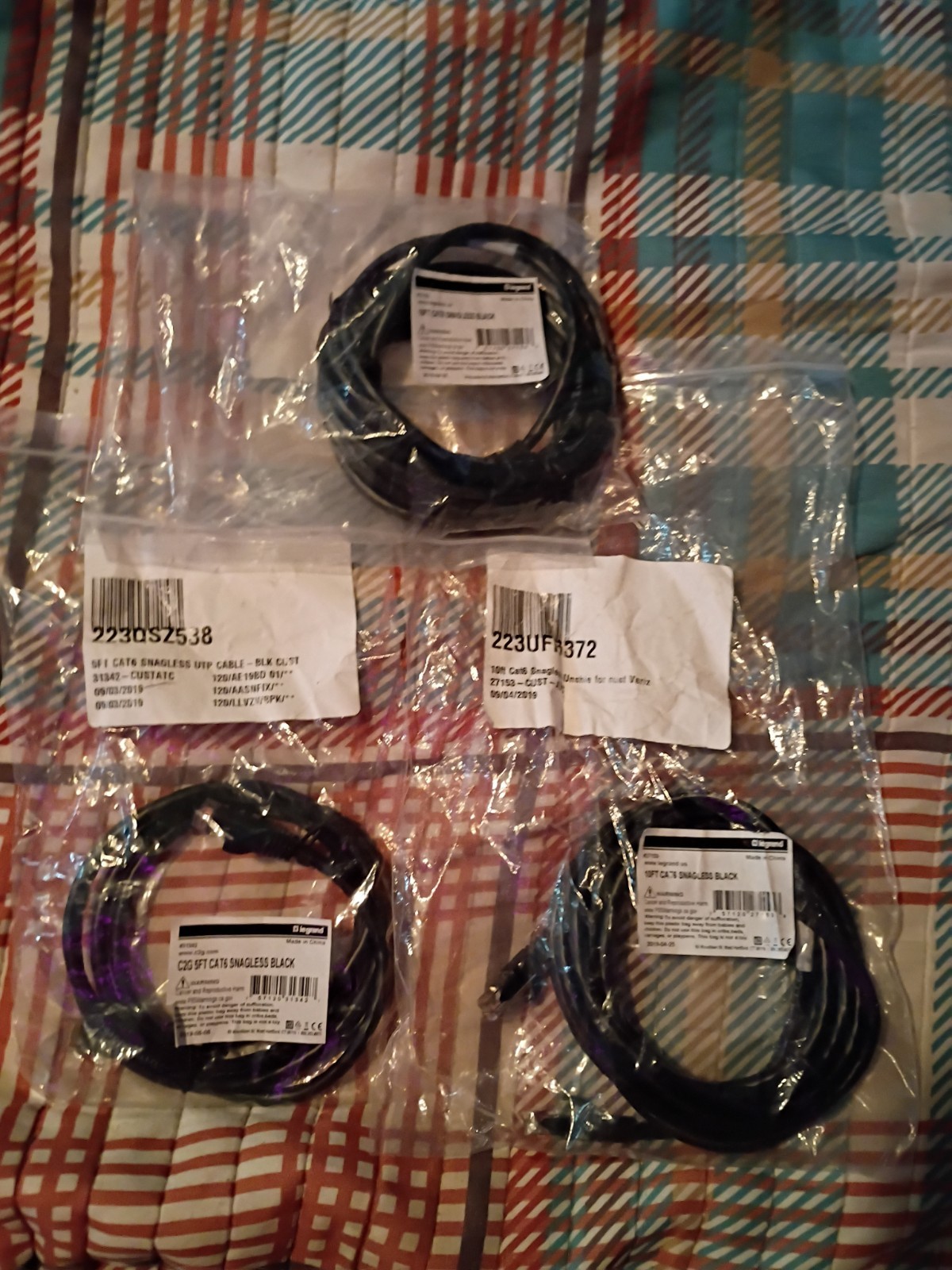 Lot of 3 C2C 5ft CAT6 Snagless UTP Cable Black ( See Description)