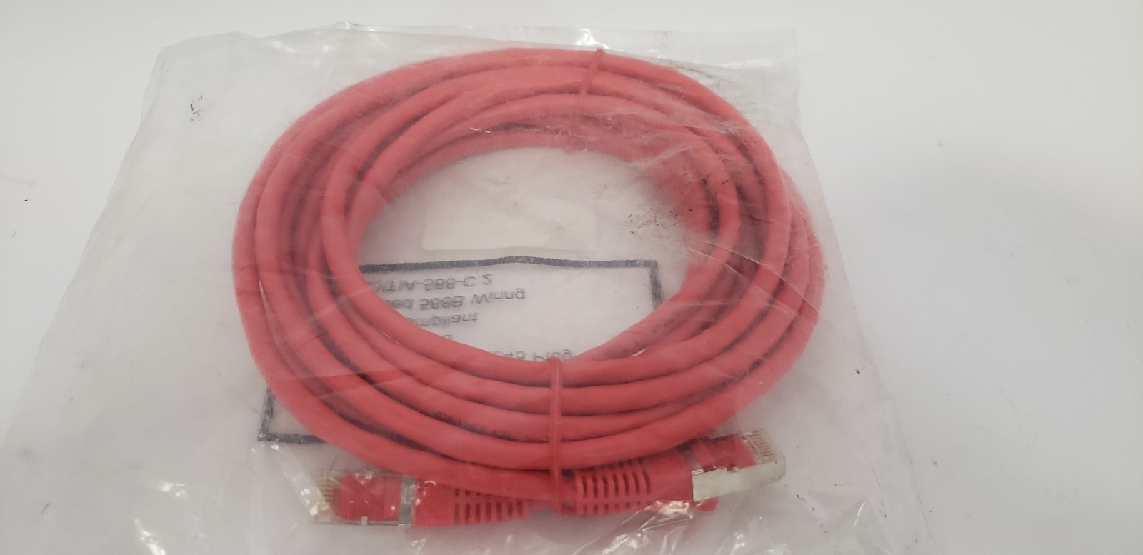 ANSI/TIA-568-C.2 RED ETHERNET PATCH CABLE, CAT 6 STP BOOTED, RJ45 PLUG, 15′, NIB