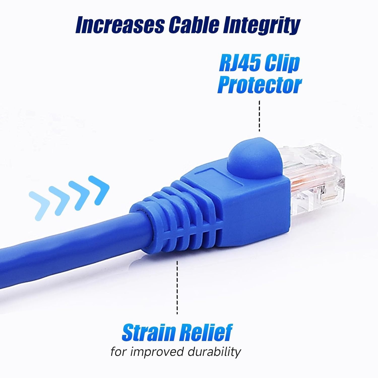 Strain Relief RJ45 Connector Boots, 100PCS Blue – Compatible with Cat5/Cat6