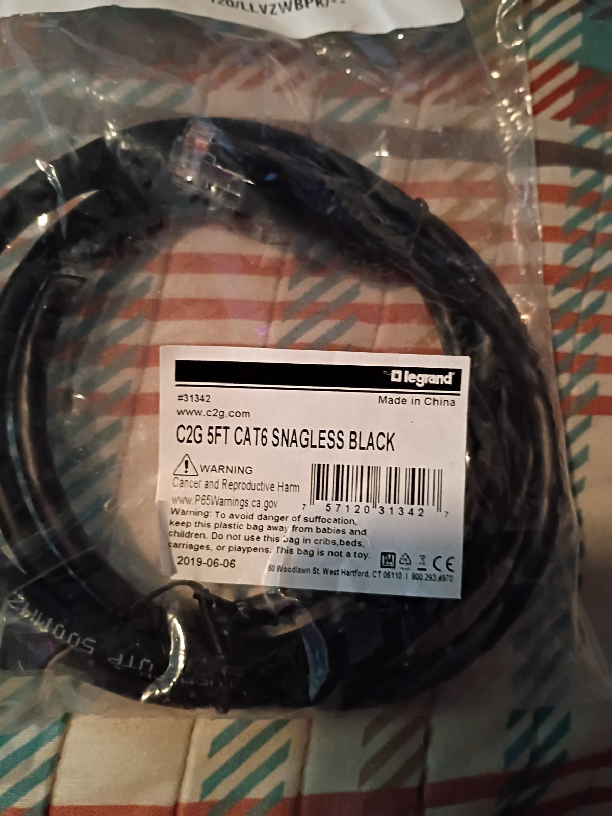 Lot of 3 C2C 5ft CAT6 Snagless UTP Cable Black ( See Description)