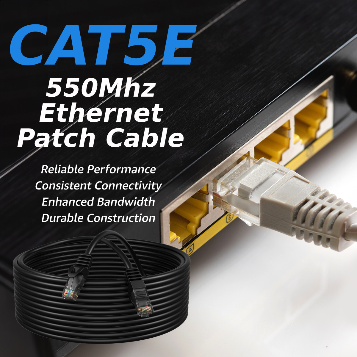 100 ft feet Cat5 Cable CAT5E RJ45 LAN Network Ethernet Router Switch Patch Cord