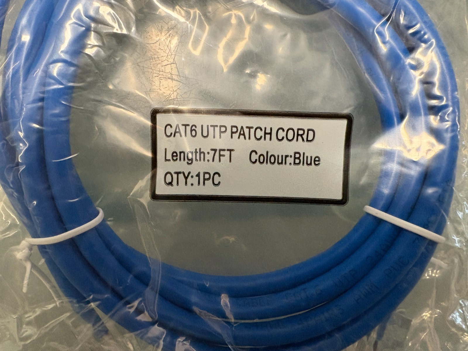 Jumper CAT 6 UTP Cable CAT6 UTP Blue 7 FT Non Booted