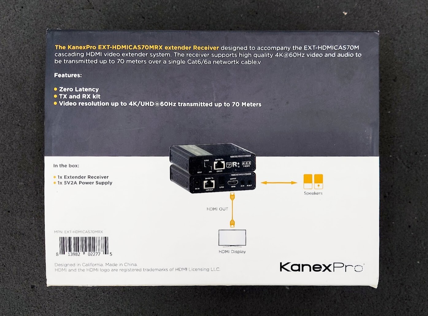KANEXPRO 4K60Hz HDMI Cascading Extender Over Cat6 RX Unit