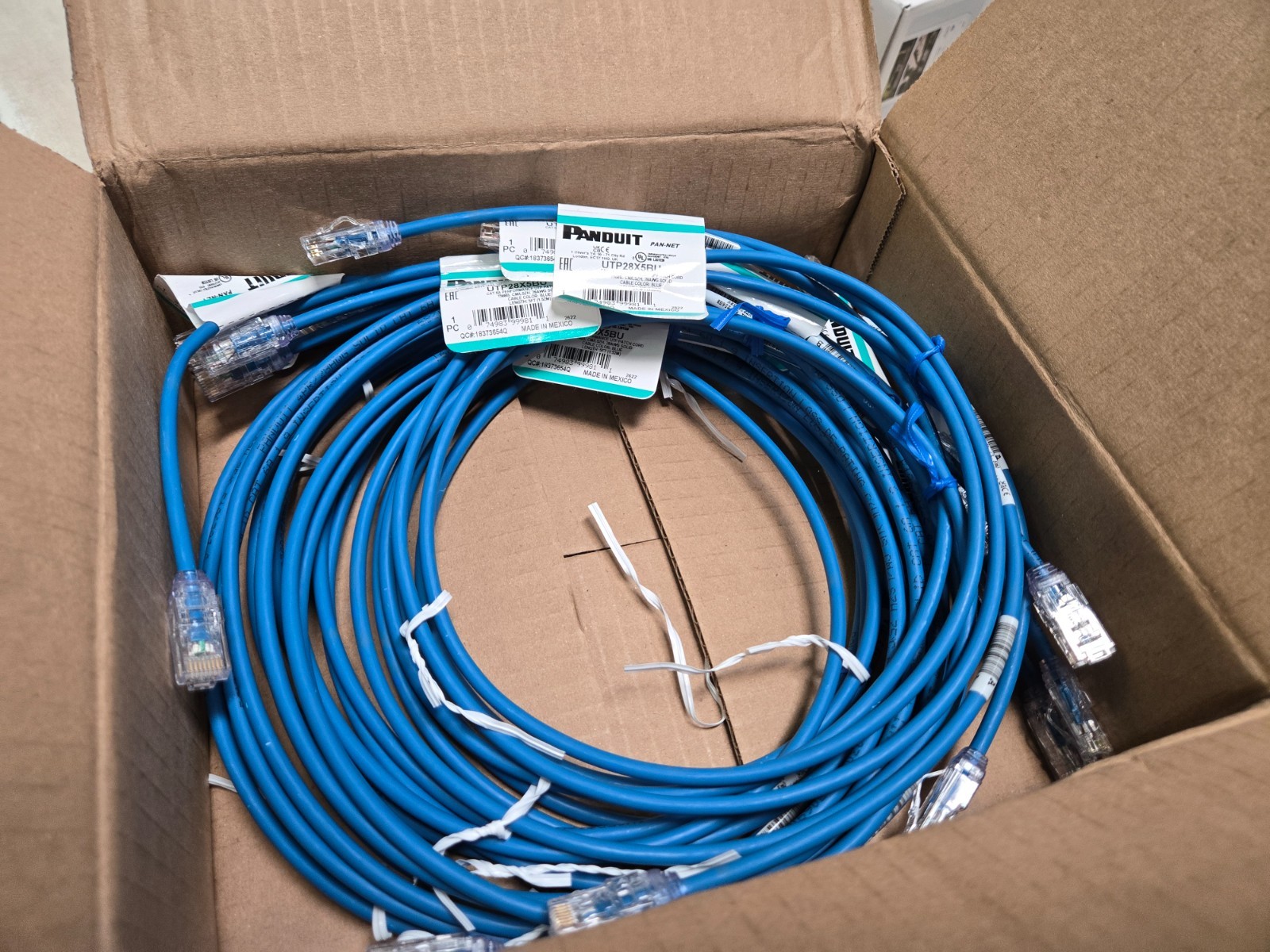Box of 10 New open box Panduit UTP28X5BU Patch Cables