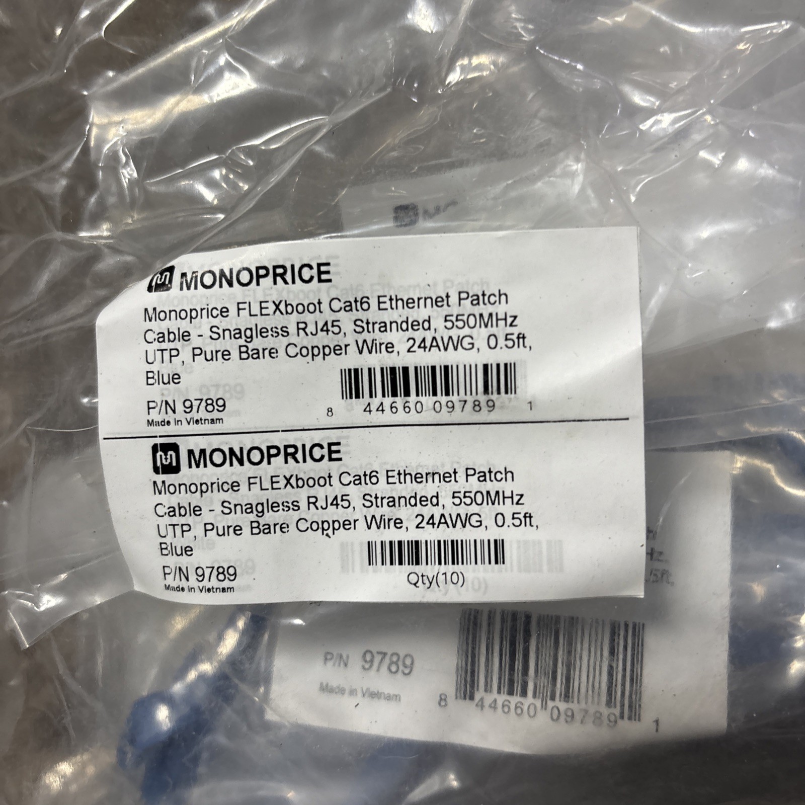 Cat6 Patch Cable 0.5ft – 10G Ethernet, Snagless Design lot of 40 new in package