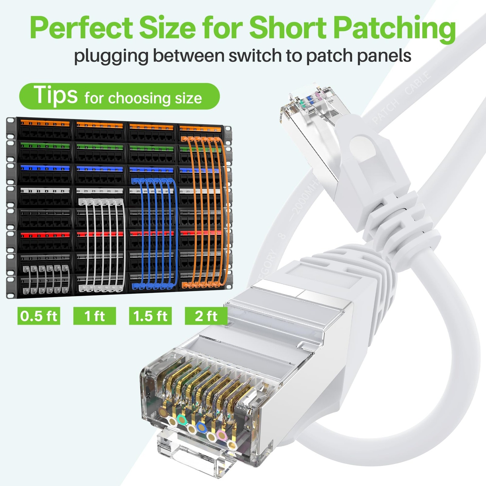 Cat8 Ethernet Cable 1.5 ft 12Pack S/FTP Shielded LAN Network Cord 40Gbps
