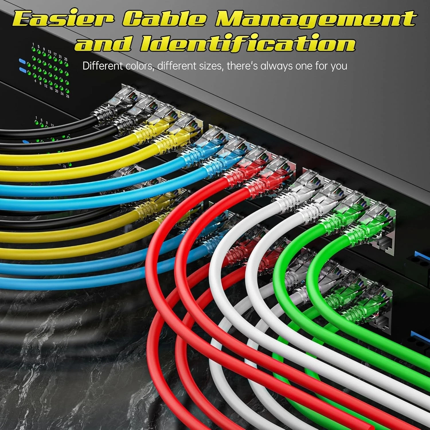Cat 6 Patch Cables 1 ft (6Pack) Cat6a Ethernet Patch Cable 10Gbps 550Mhz Yellow