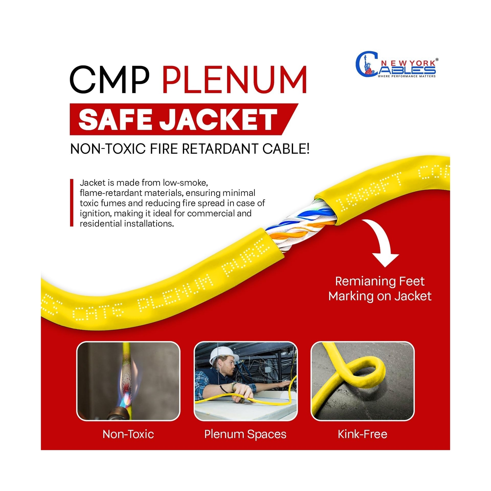 CAT6 Plenum (CMP) 1000ft Bulk Ethernet Cable | 100% Pure Solid Bare Copper | …