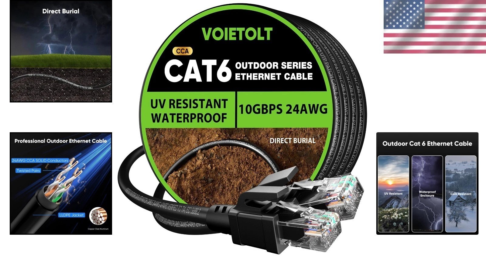 Professional Cat 6 Ethernet Cable 150 ft – UV Resistant, Waterproof & Durable