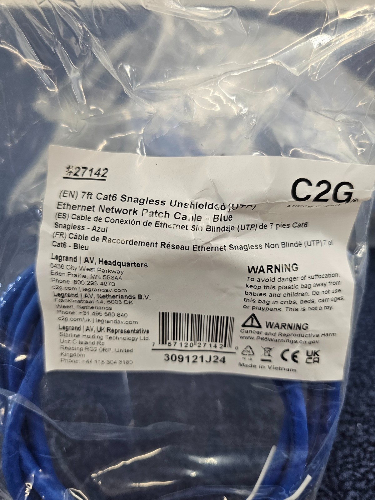 (QTY 5) C2G 27142 7 Feet Cat 6 Snagless Unshielded UTP Ethernet Cable