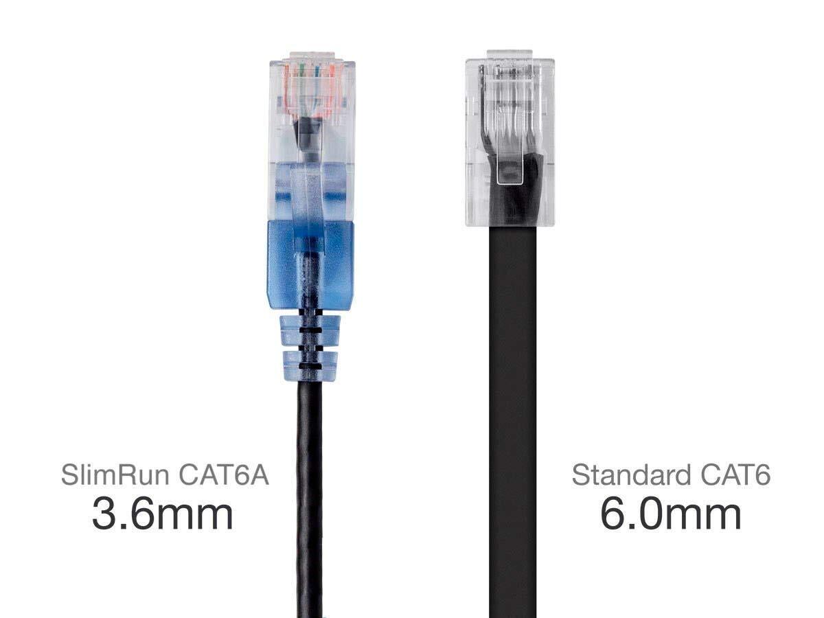 Monoprice SlimRun Cat6A 10 Pack Ethernet Patch Cable 0.5 Feet Black Snagless