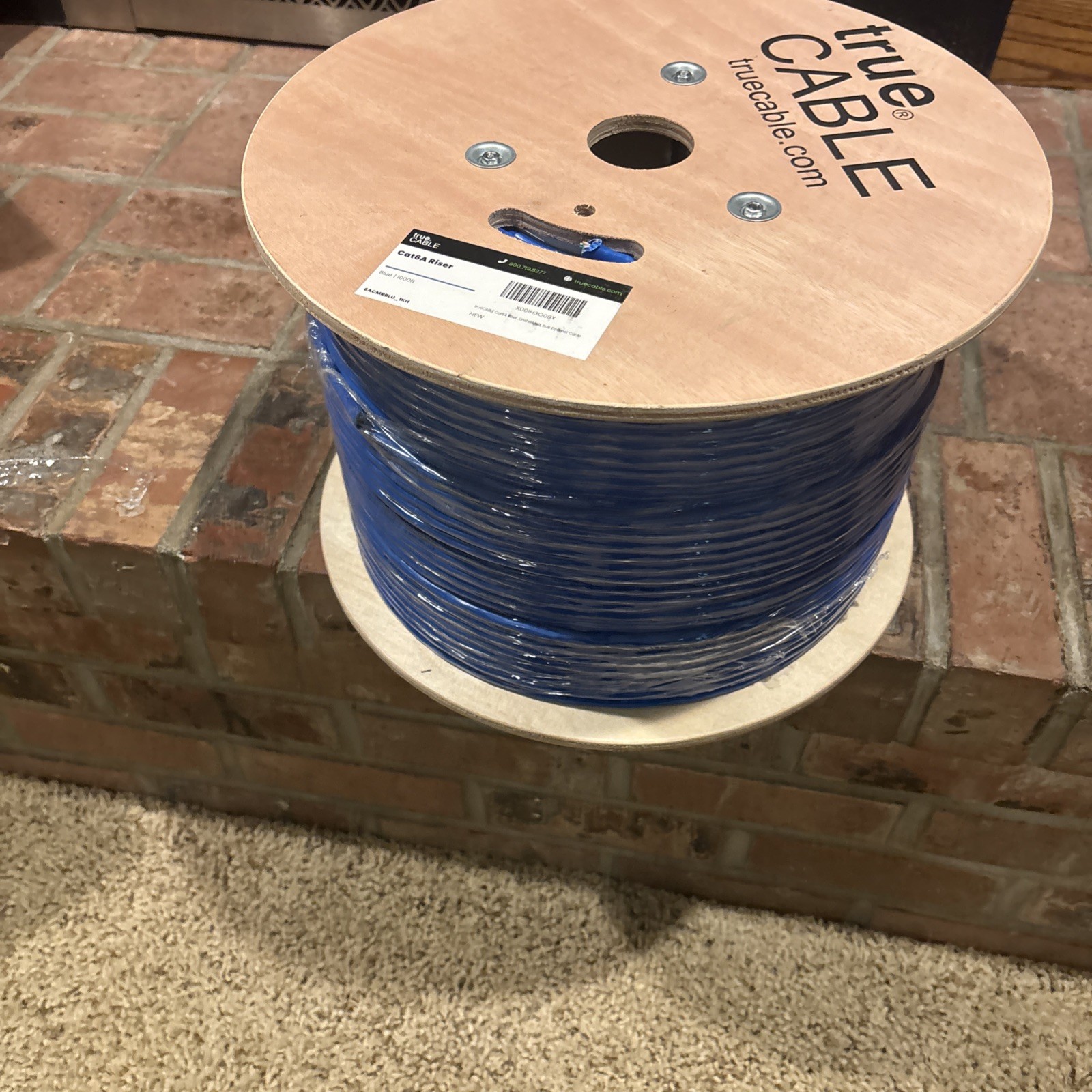 True Cable Cat 6A Riser Ethernet, new blue /1000 feet