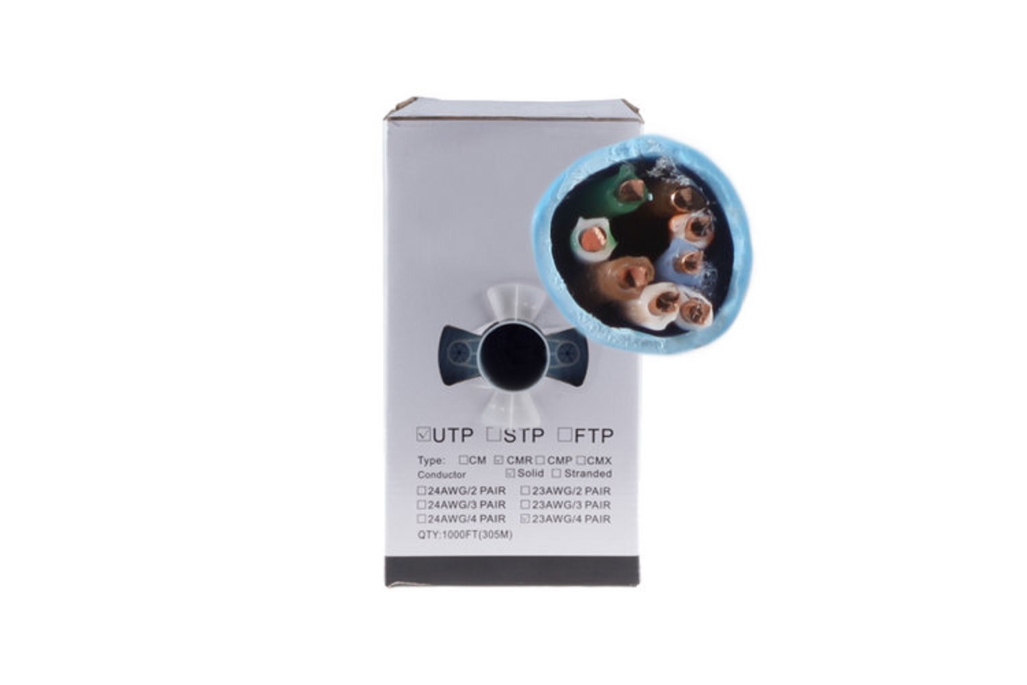 Cat5E Ethernet Cable, 1000′ Pull Box, Plenum, Blue – Lifetime Warranty