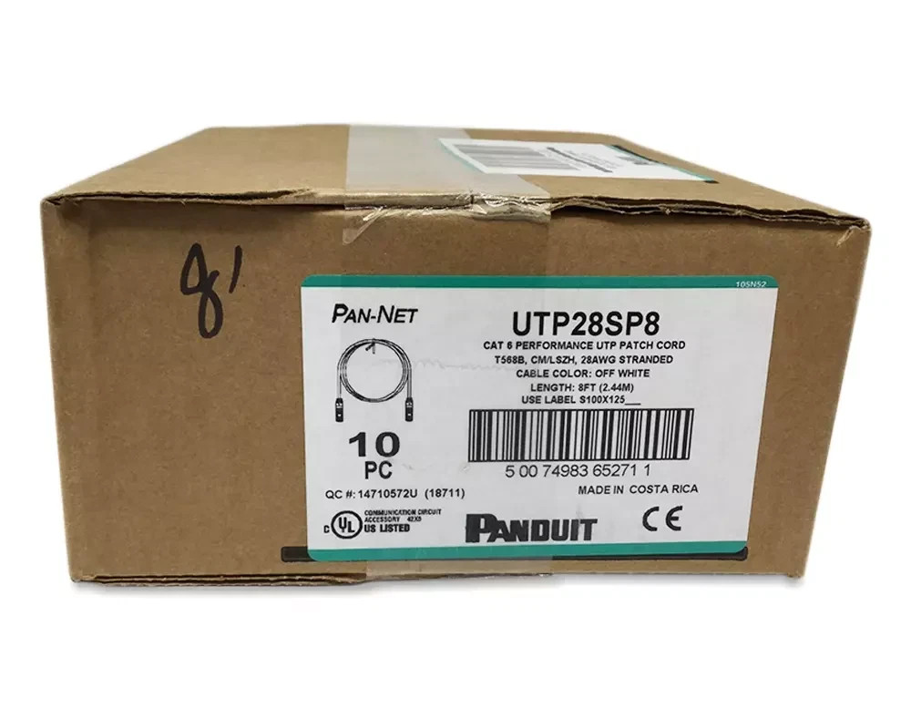 New 20 Pack Slim Panduit Cat6 8ft Network Patch Cable / Cord RJ45 UTP LAN White