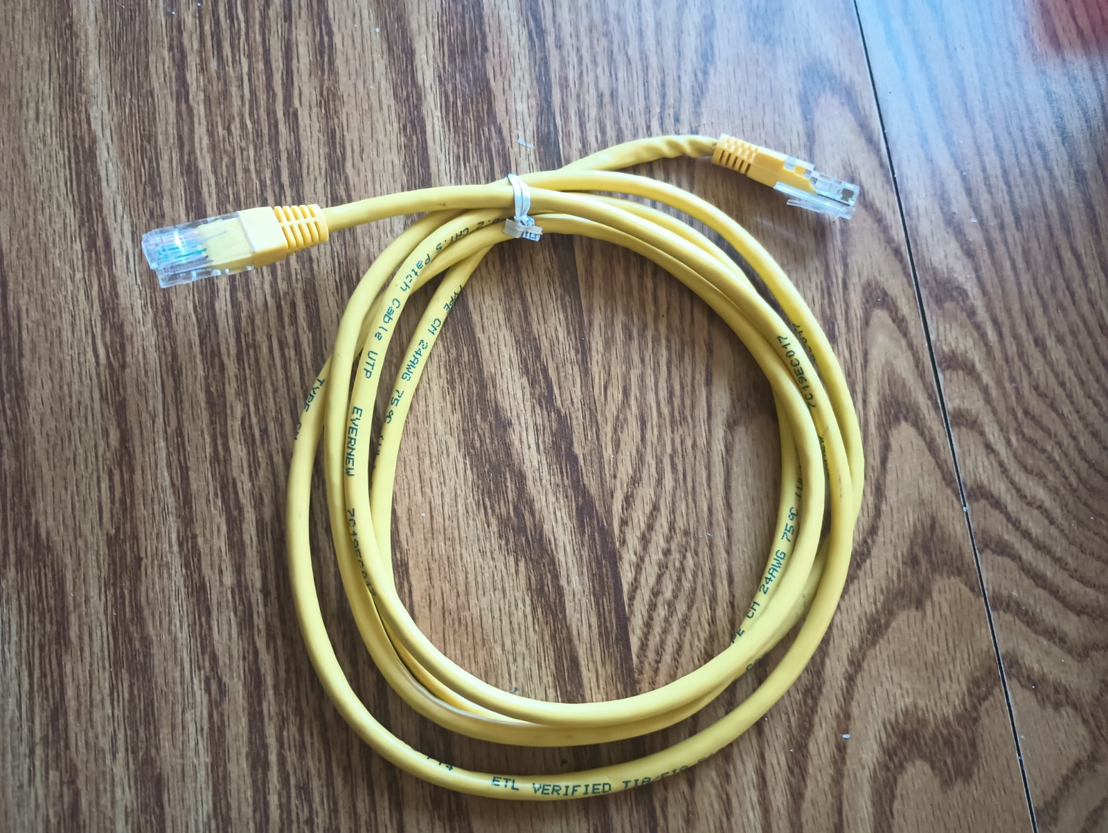6 FT CAT 5 Ethernet Cable – Yellow – Brand Unknown – Used, Tested Working