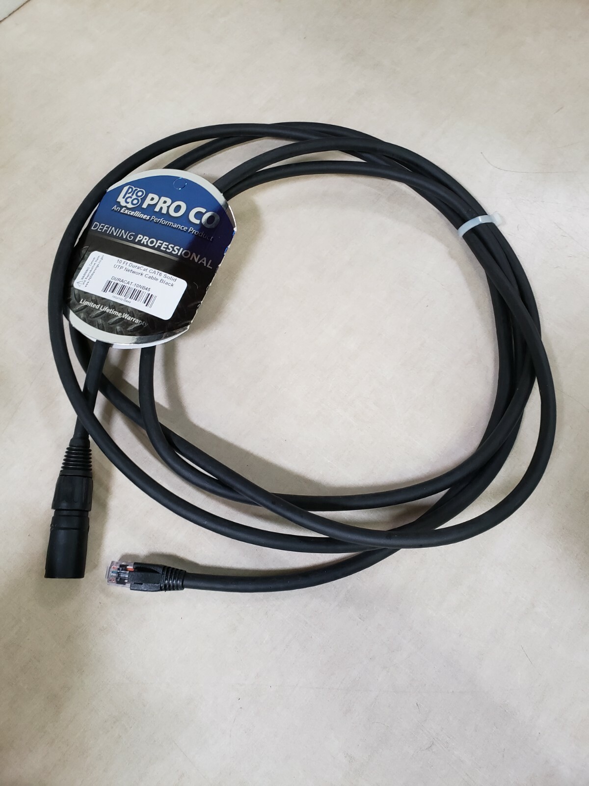 ProCo 10ft DuraCat CAT6 Solid UTP Network Cable Black