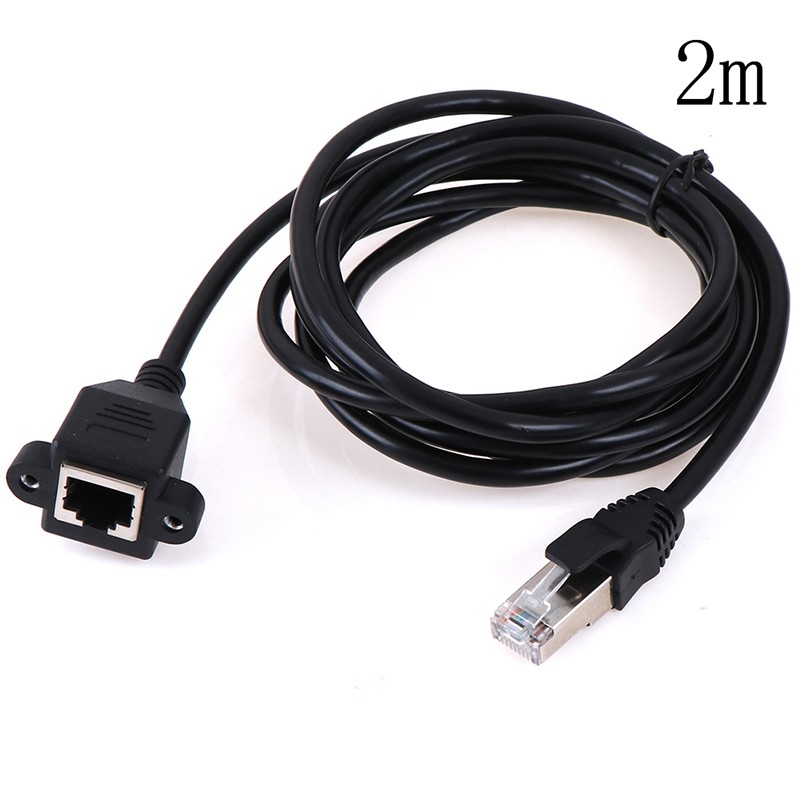 1Pc RJ45 Male to Female Screw Panel Mount Ethernet LAN Network Extension Cab.t2
