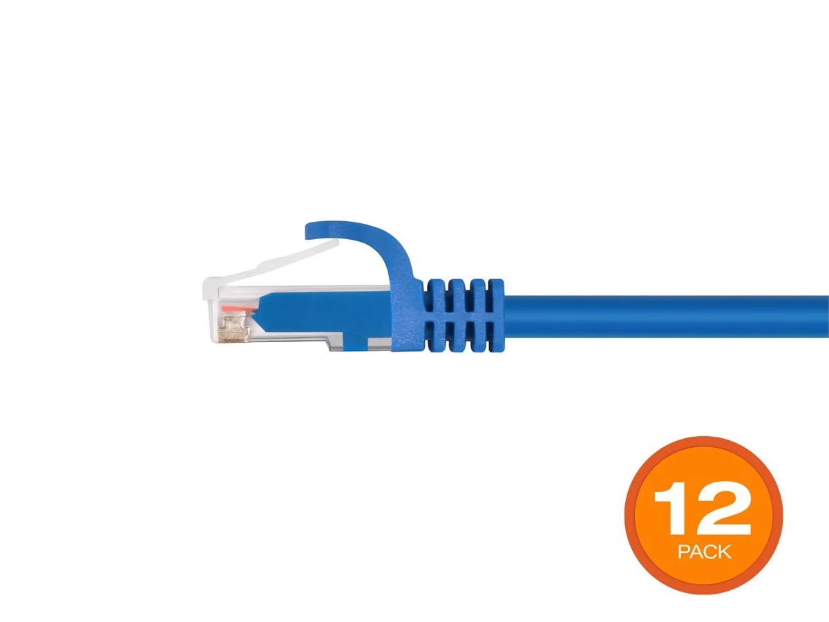 Monoprice Cat6 Ethernet Patch Cable – 2ft – Blue (12-Pack) 550MHz, UTP, 24AWG