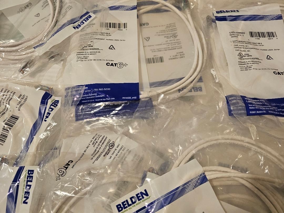 Belden C60110900X Patch Cord Bonded Pairs, CAT6+ CMR White Cable, Choose Length