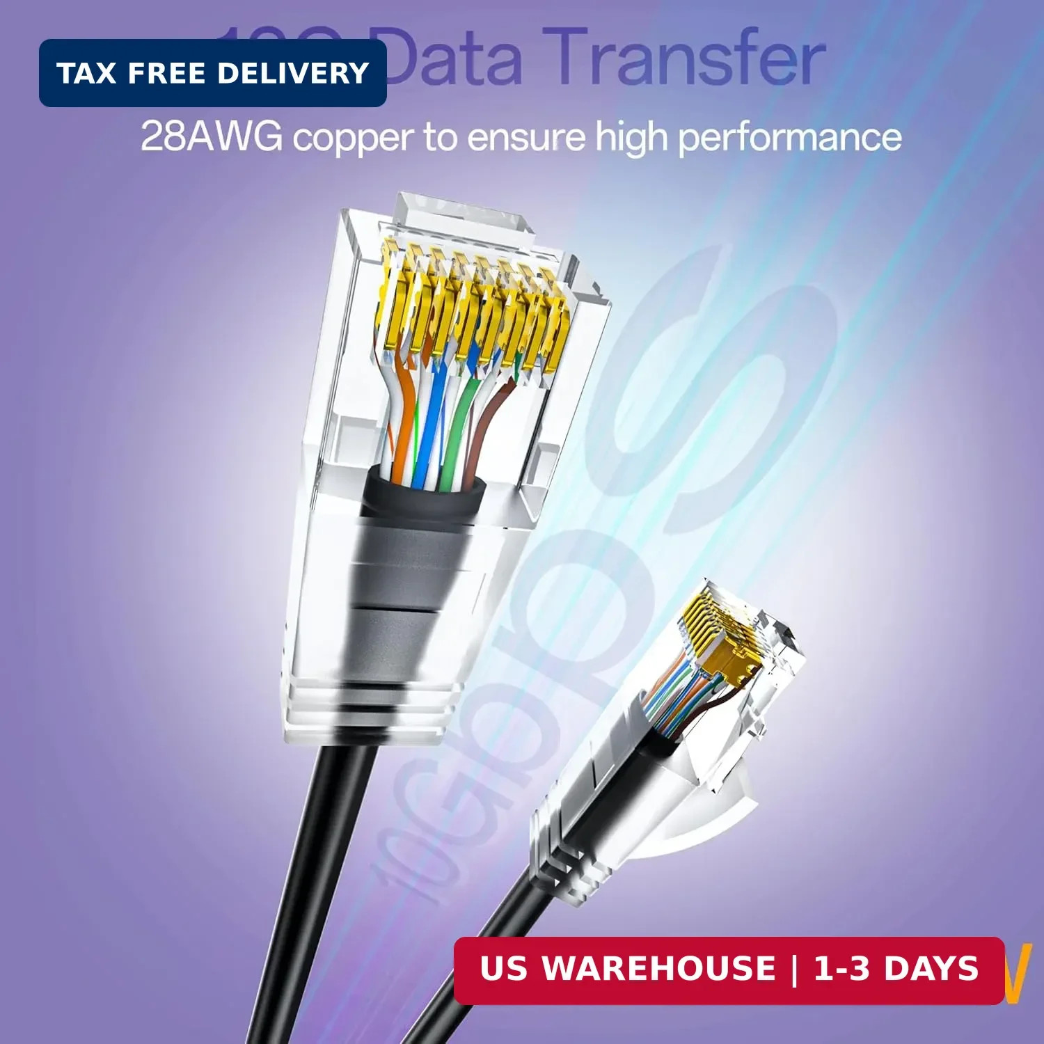 Cat6a Patch Cables 1ft (24 Pack) Slim, Cat6 Ethernet Patch Cable Pure Copper, Fl