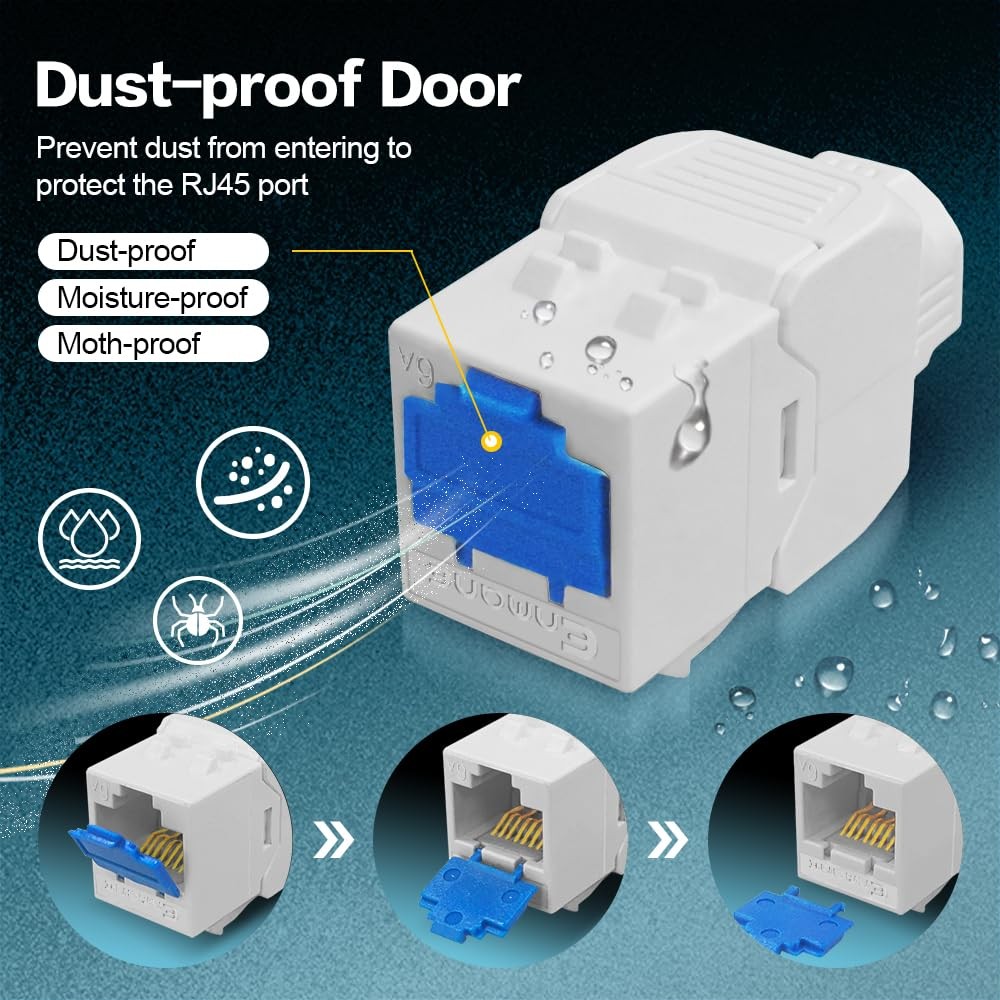 24 PCS Cat6 Keystone Jack RJ45 ToolLess White Fits Cat5/Cat5e/Cat6/Cat6A