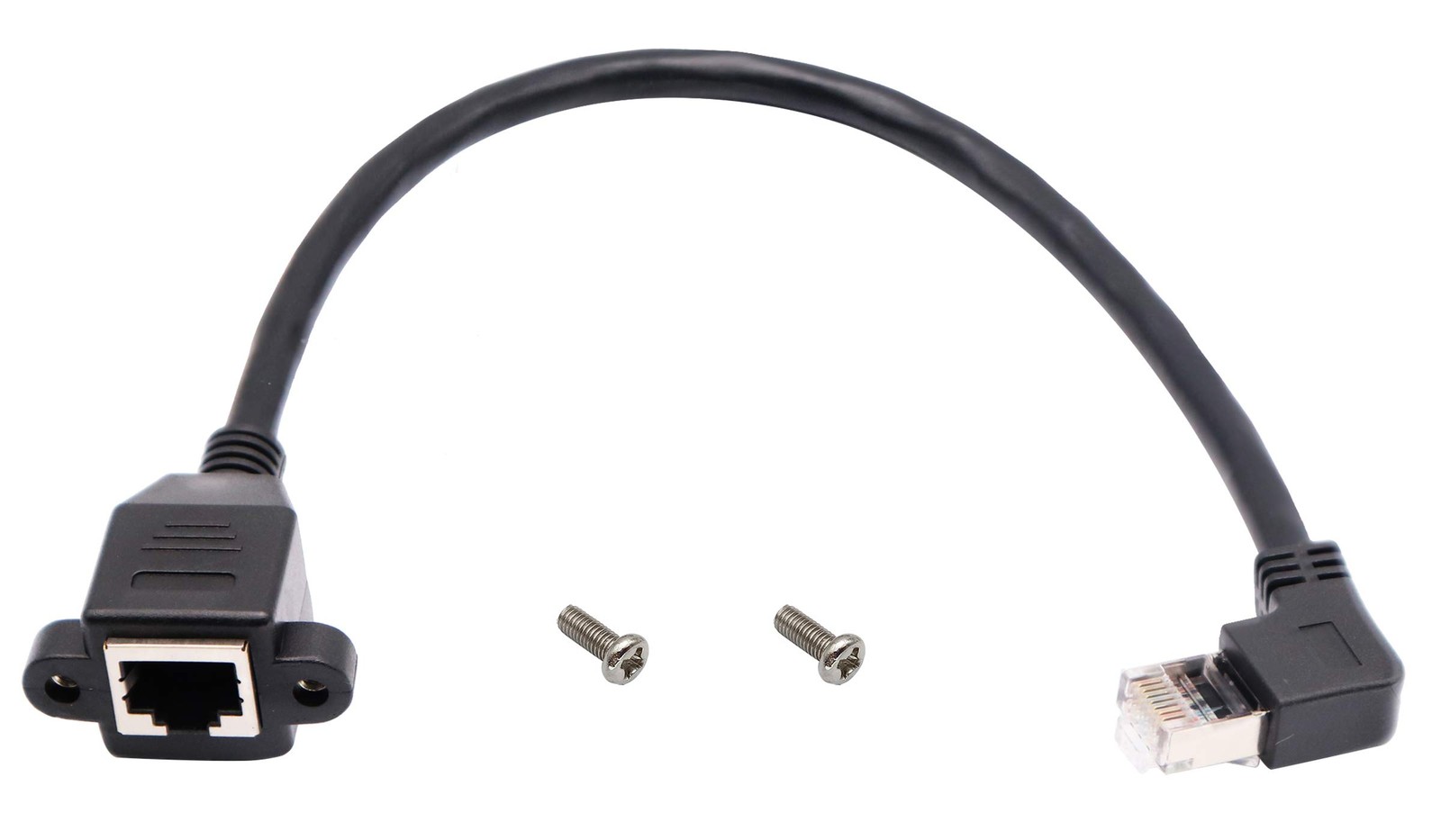 AAOTOKK 90 Degree Cat 6 Ethernet Cable Left Bend Angle RJ45 Male 1 feet,