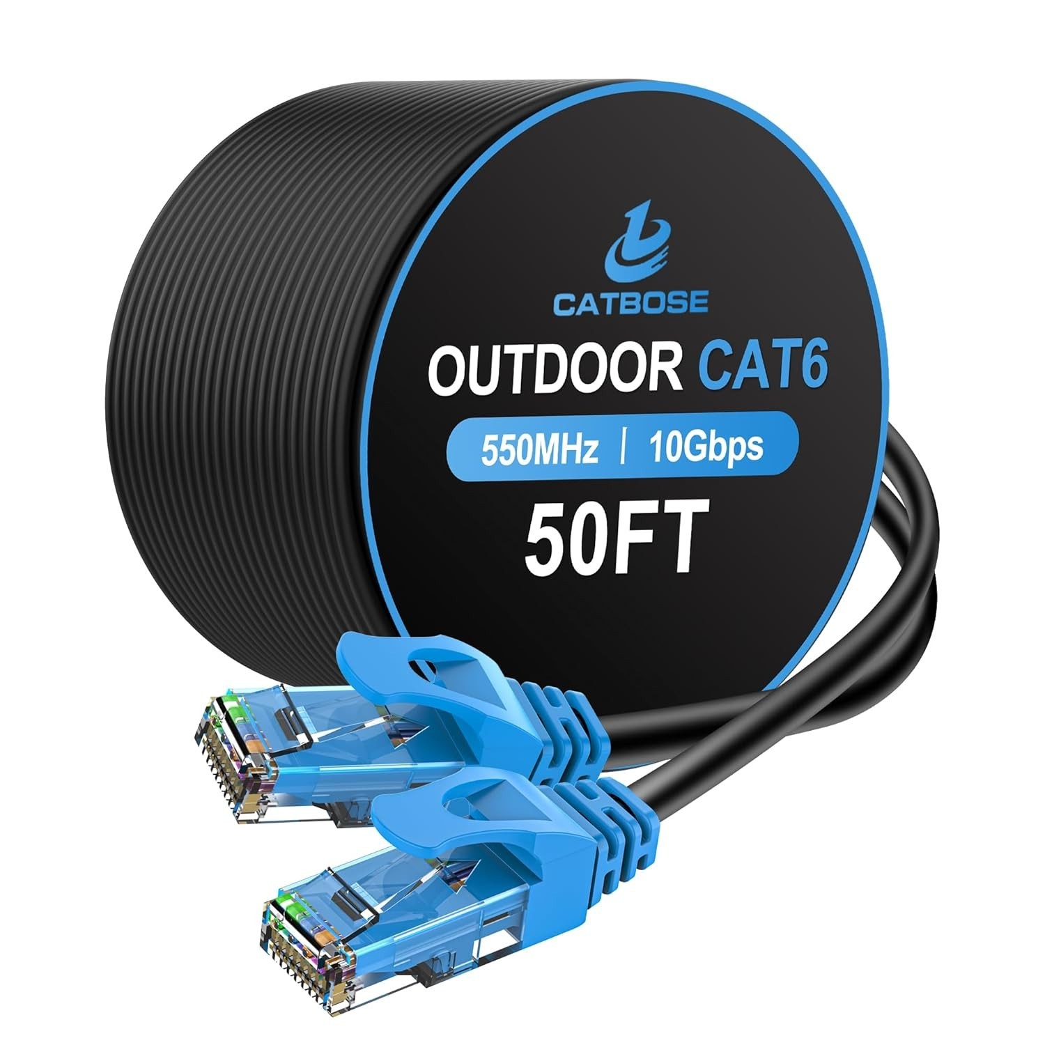 Cable ethernet cat6 exterior 50/150ft enterrado resistente agua uv poe internet
