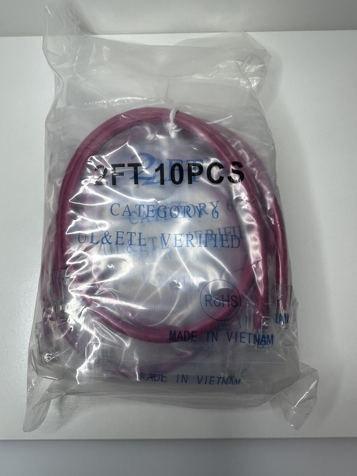 2ft Category 6 Ethernet Cable CAT 6 UL & ETL Verified RoHS NEW / Pack of 10 (10)