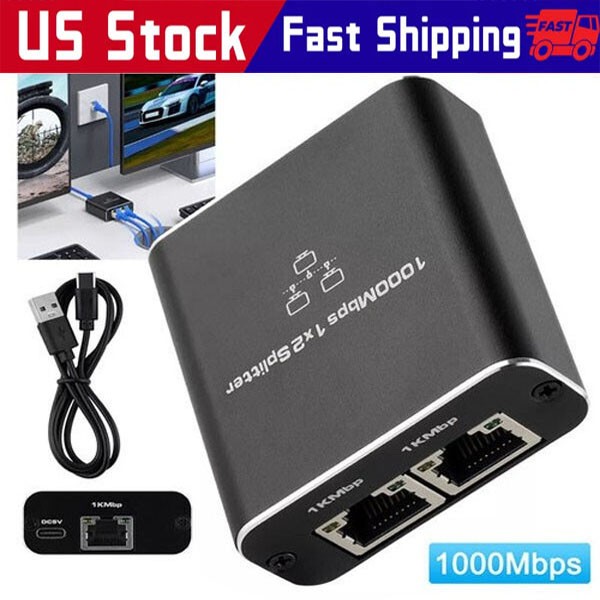 RJ45 Gigabit Ethernet Splitter 1000Mbps LAN Network Internet 1 to 2 Adapter lot