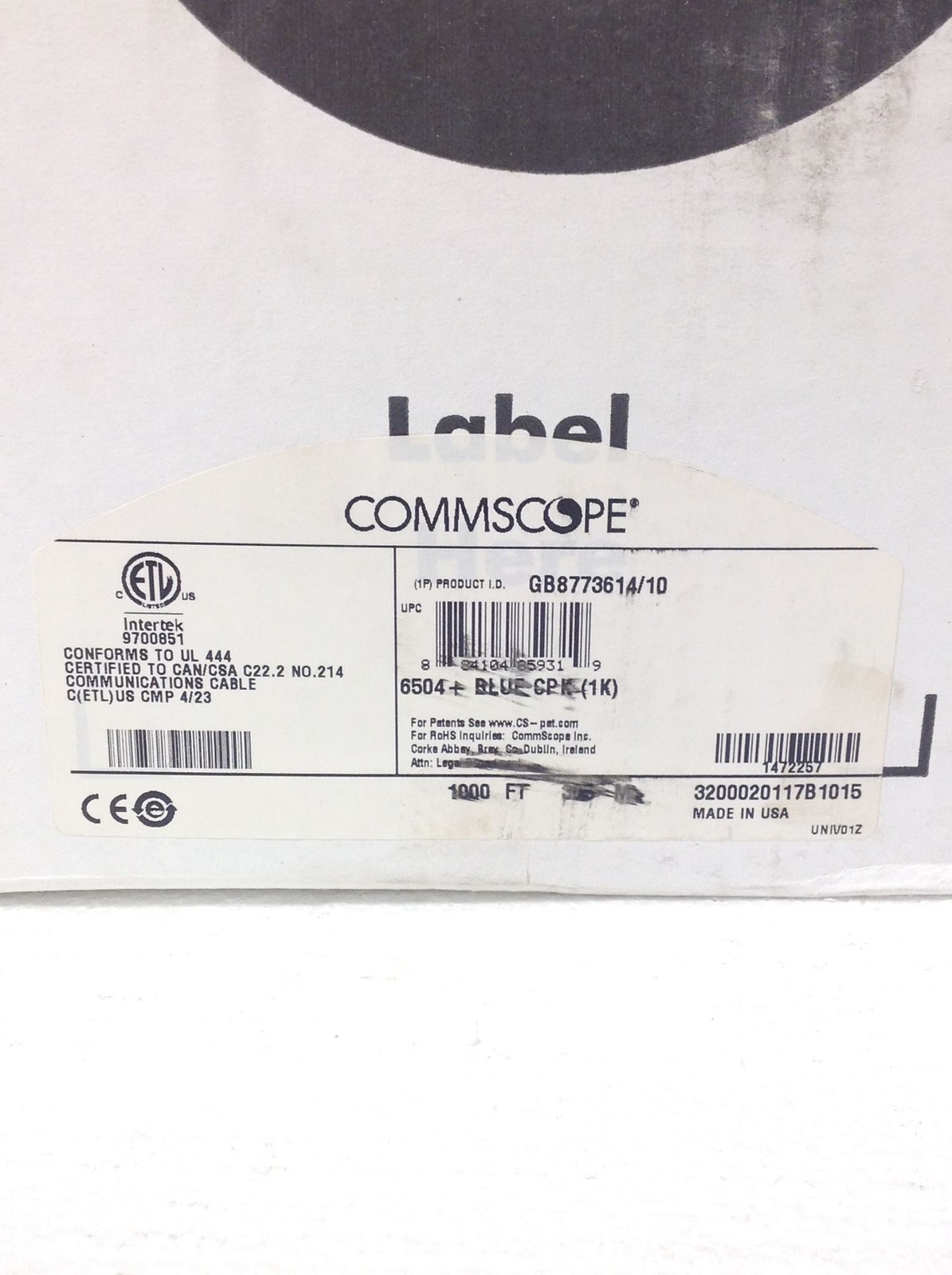 CommScope Uniprise Media 6 CAT6 6504 + Blue Communication Cable 675Ft FREE SHIP!