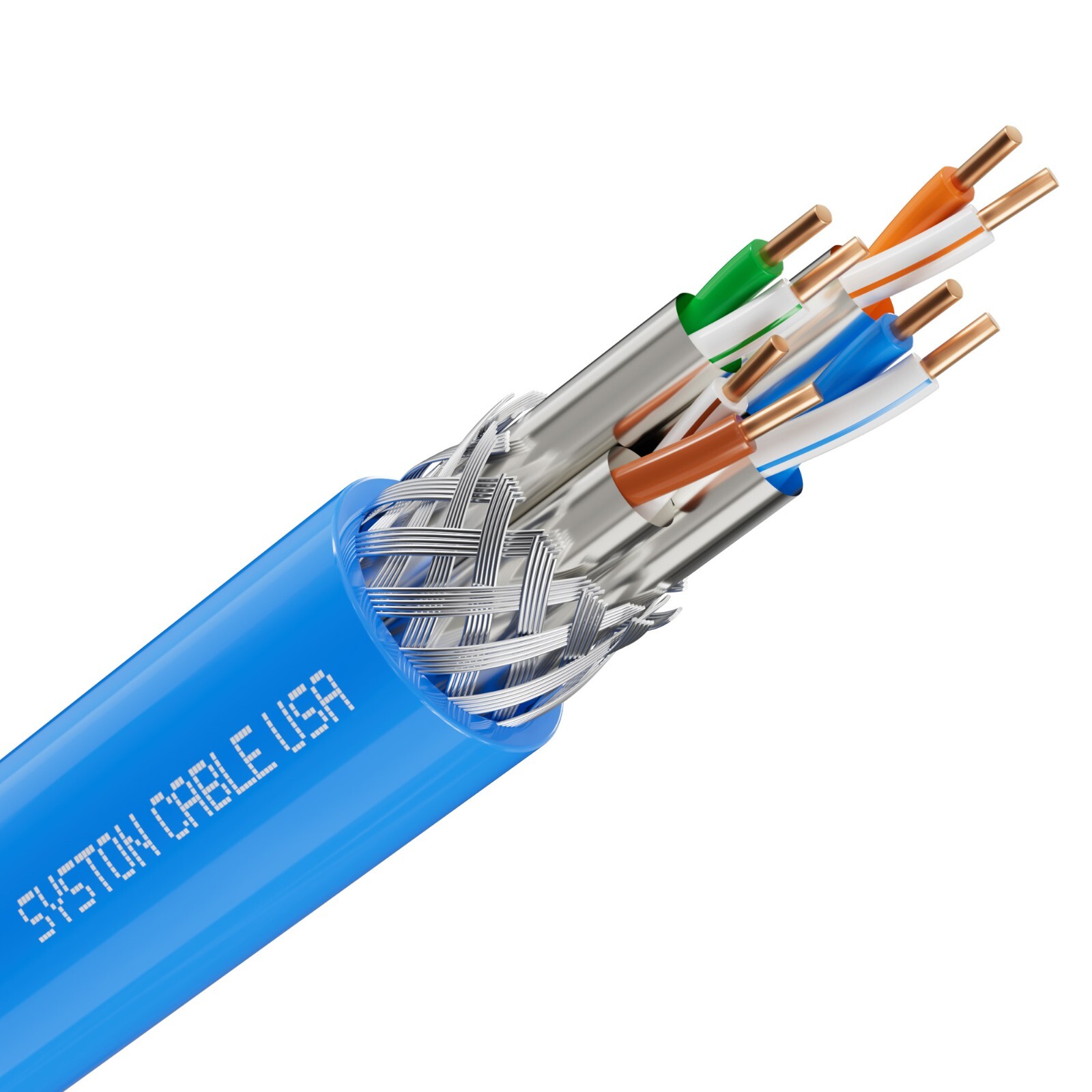 Syston Cat 8 Ethernet Bulk Cable 2000MHz 2GHz 40GB S/FTP 22 Gauge 4 Pair-CMR Raw