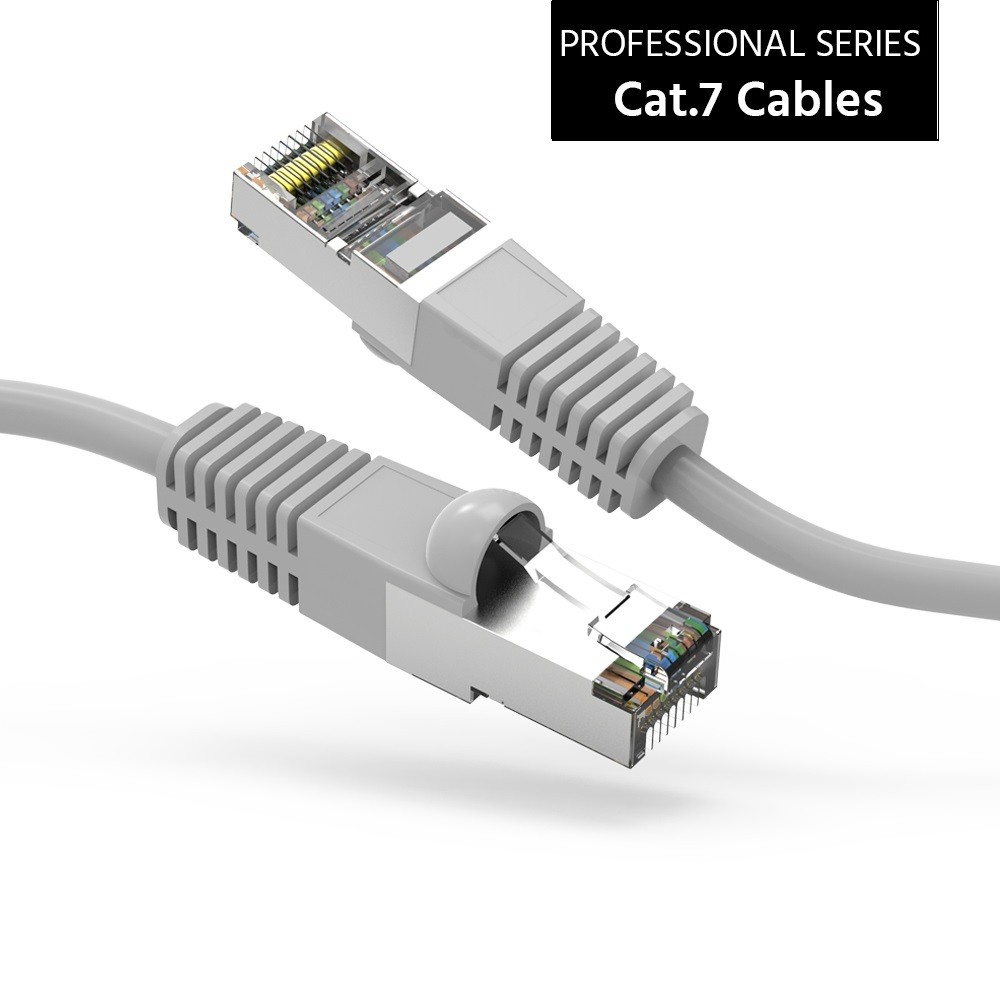 15 Pack of 10Ft CAT7 Shielded (SSTP) 600MHz Ethernet Network Booted Cable Gray
