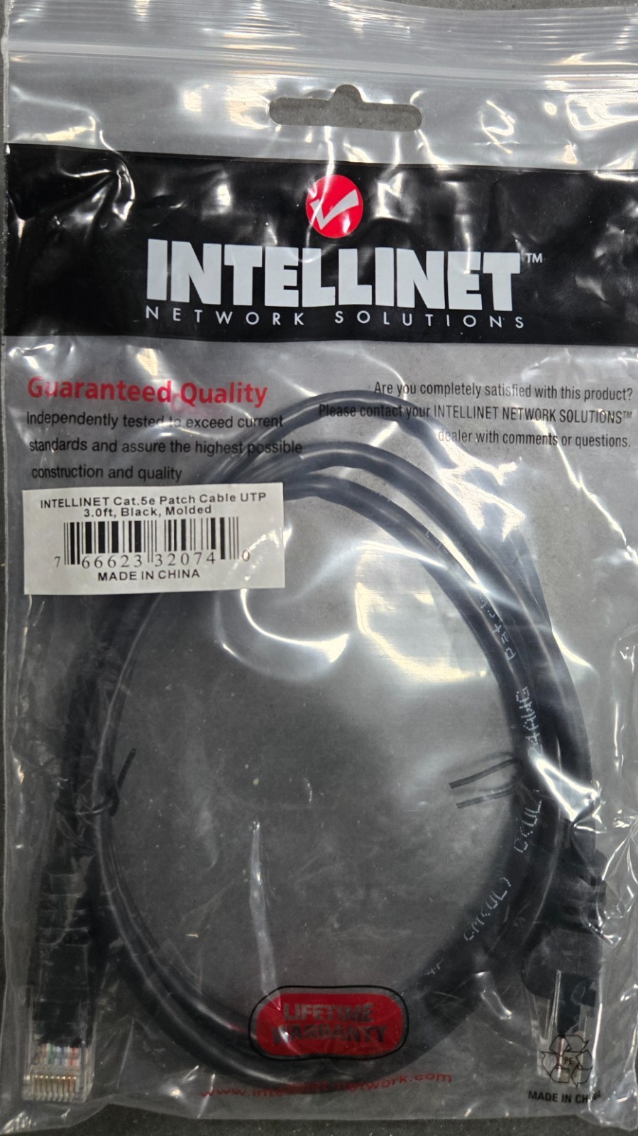 LOT OF 100 PIECES INTELLINET Cat.5e Patch CABLE UTP 3.0′, Black Ethernet Cable