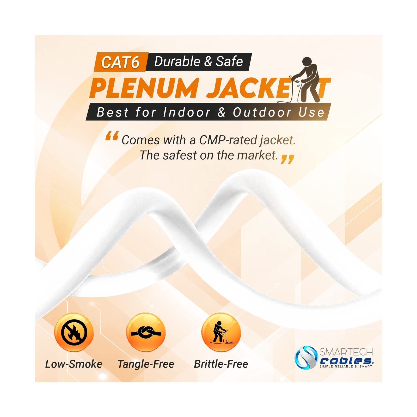 CAT6 Plenum (CMP) 1000ft Bulk Ethernet Cable | Certified 100% Pure Solid Bare…