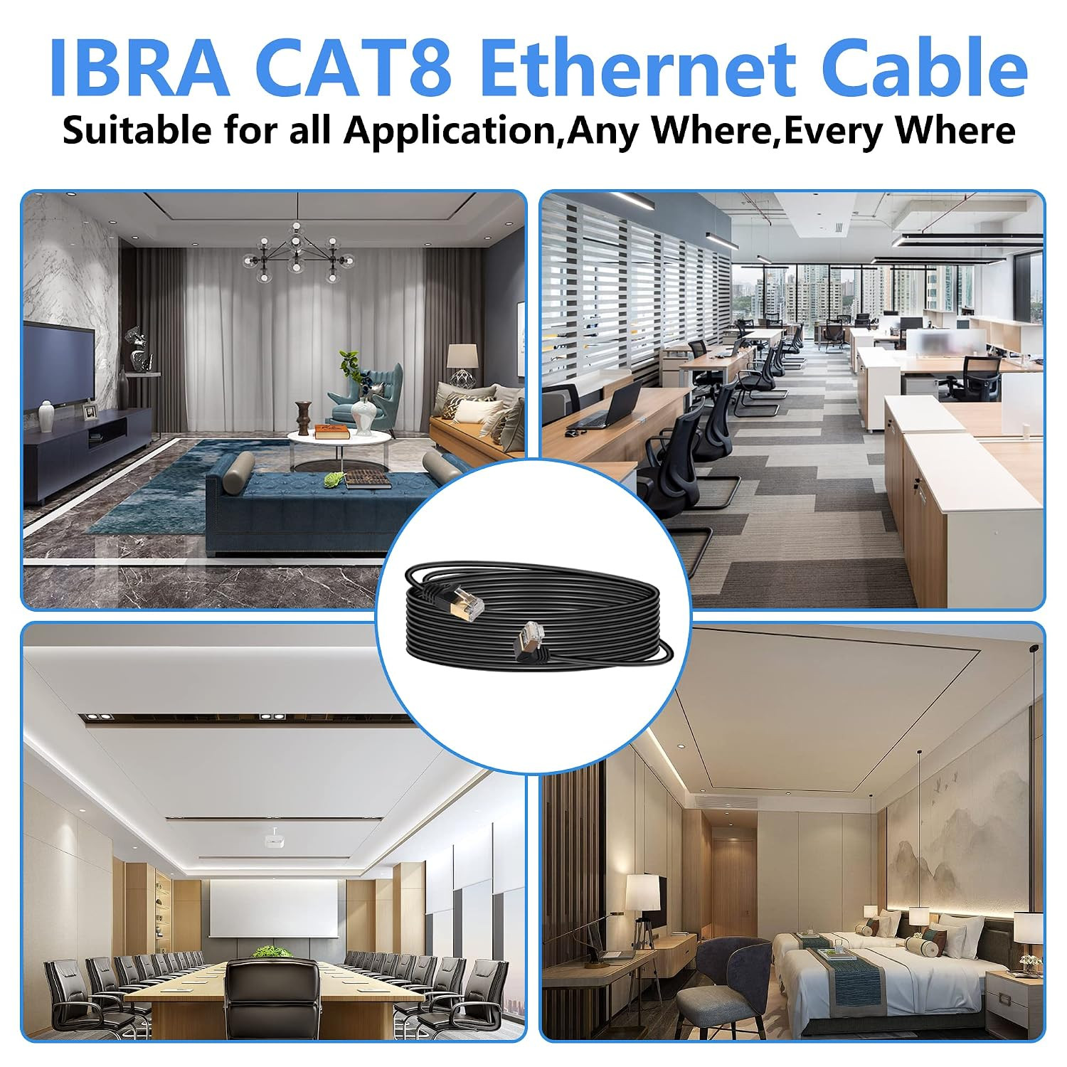 16.4FT 90 Degree down Angle Cat8 Ethernet Cable, High Speed 40Gbps 2000Mhz Netwo