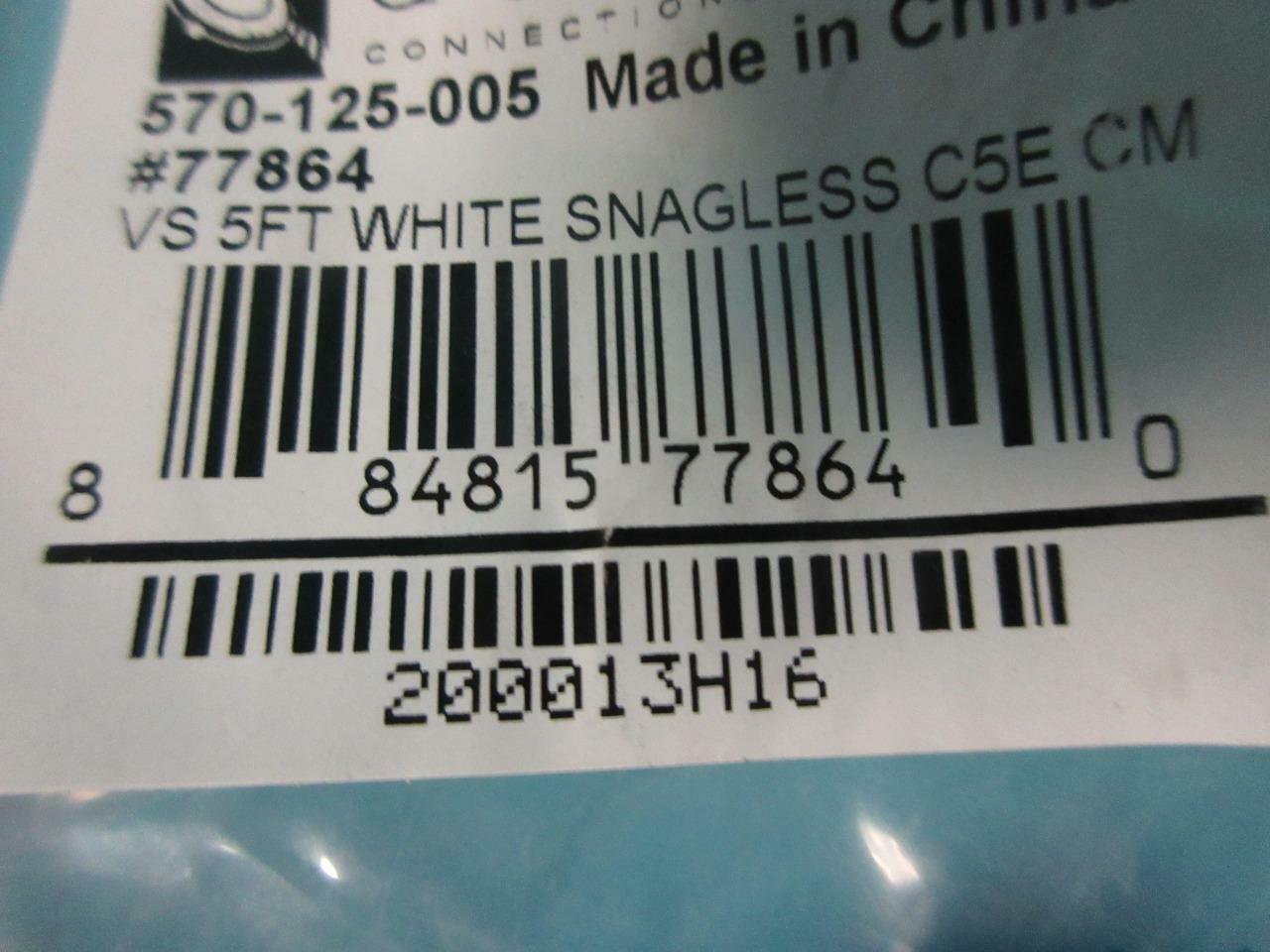 LOT OF 9 NEW QUICKTRON #77864 5 FT WHITE BOOTED CAT5E 350MHZ ROHS 570-125-005