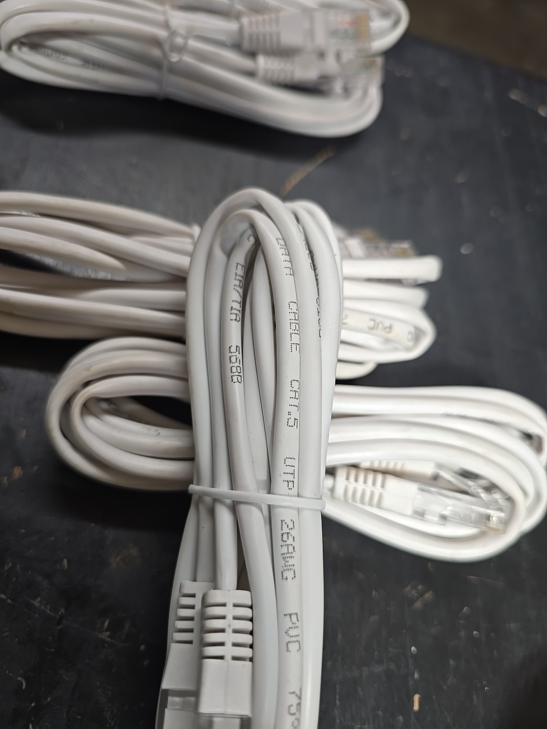 5 New Ethernet Cables 6ft CAT.5e New, Unused Copper