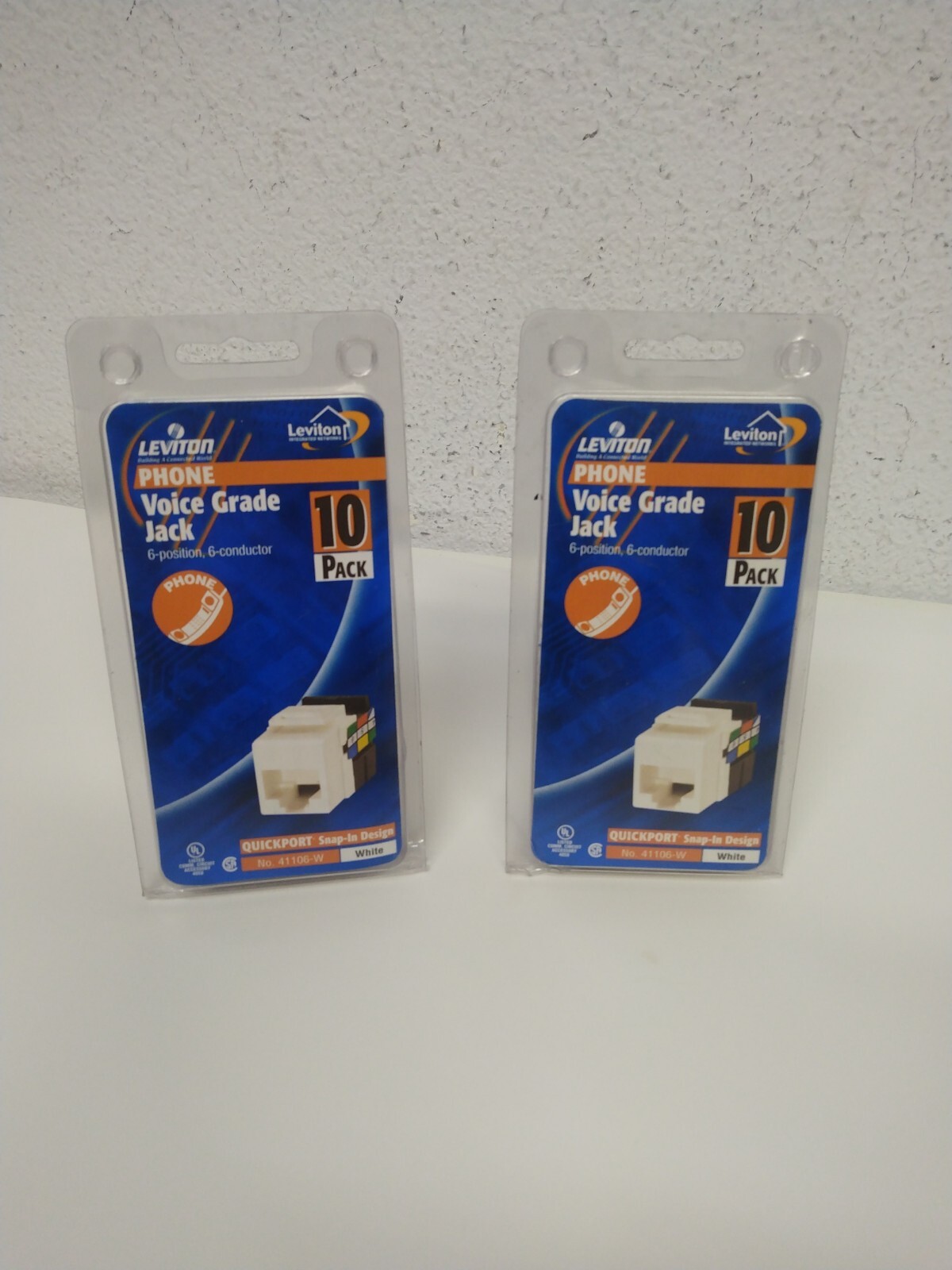 Lot of 2 ( 2x 10 Pack) Leviton Phone Voice Grade Jack Quickport M040-41106-White